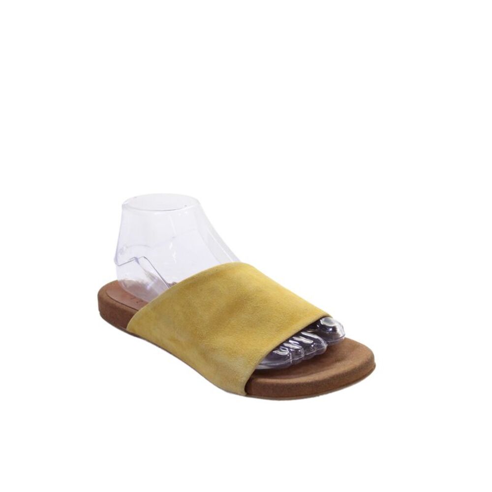 Aquatalia Womens Suede Open Toe Slip On Sandals Shoes Yellow Size 9
